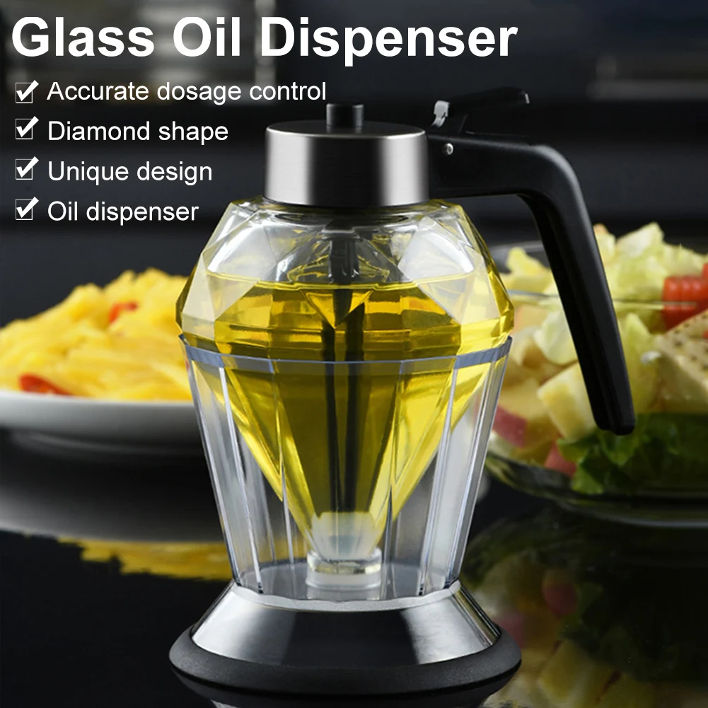 

Housewear Furnishings Diamond Olive Oil Can Glass Dispenser Kitchen Bar Tools Transparent Edible Oil Honey Storage Bottle Jar