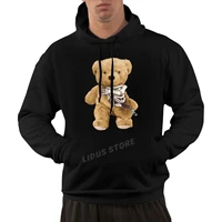 2022 fashion leisure cartoon skeleton wearing teddy bear costume hoodie sweatshirt harajuku streetwear mens graphics hoodie