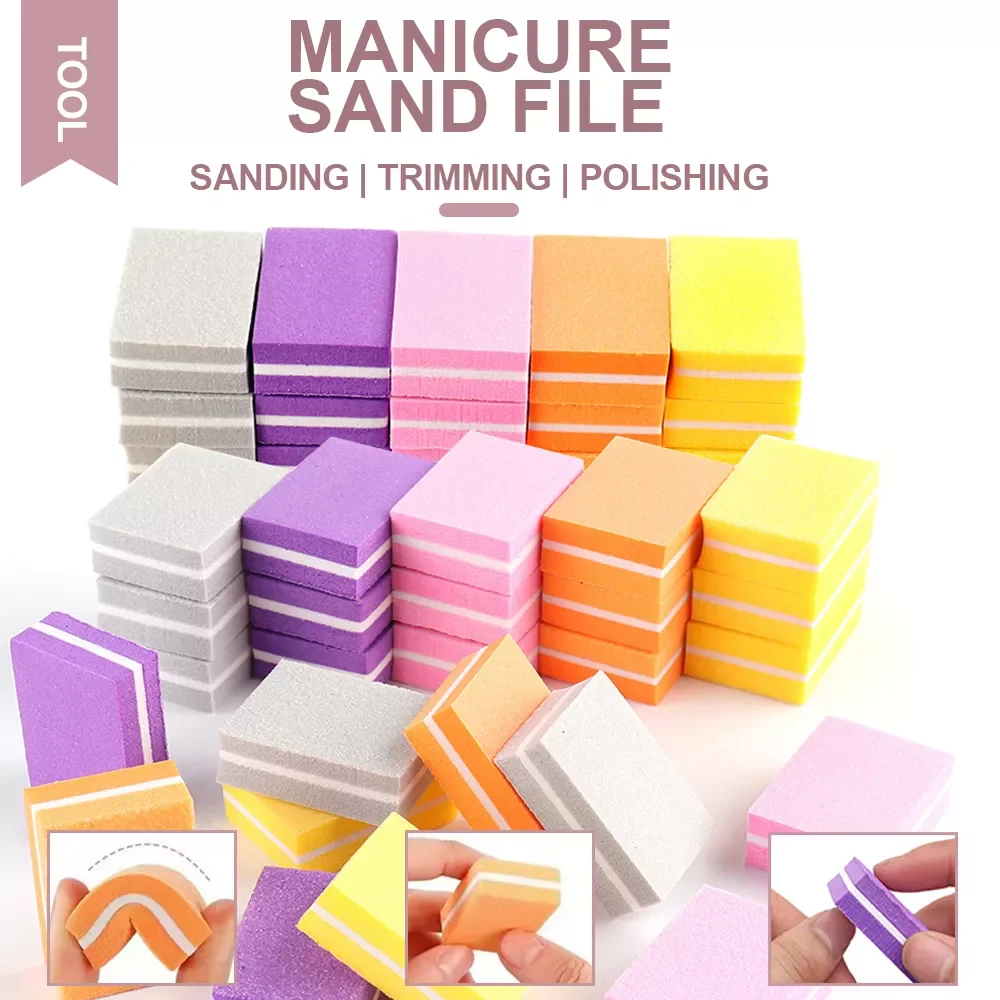 

Limegirl 10/25/50pcs Lot Double-sided Mini Nail File Blocks Colorful Sponge Nail Polish Sanding Buffer Strips Manicure Tools