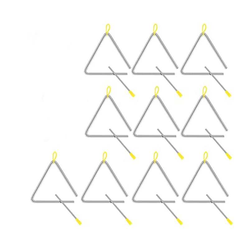 

10PCS Musical Steel Triangle Percussion Instrument Musical Instrument For Children Adult (6Inch)