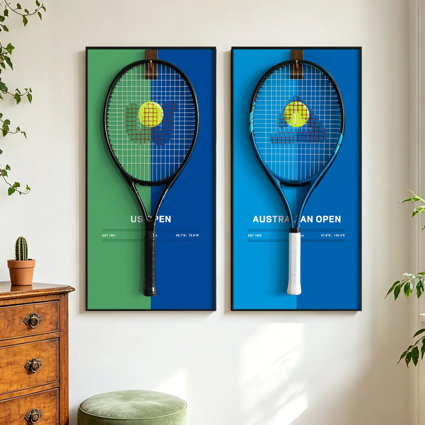 Фото Декоративная рамка для теннисной ракетки Grand Slam, настенный держатель для спортивных сувениров с крючком, только рамка, без ракетки. №4