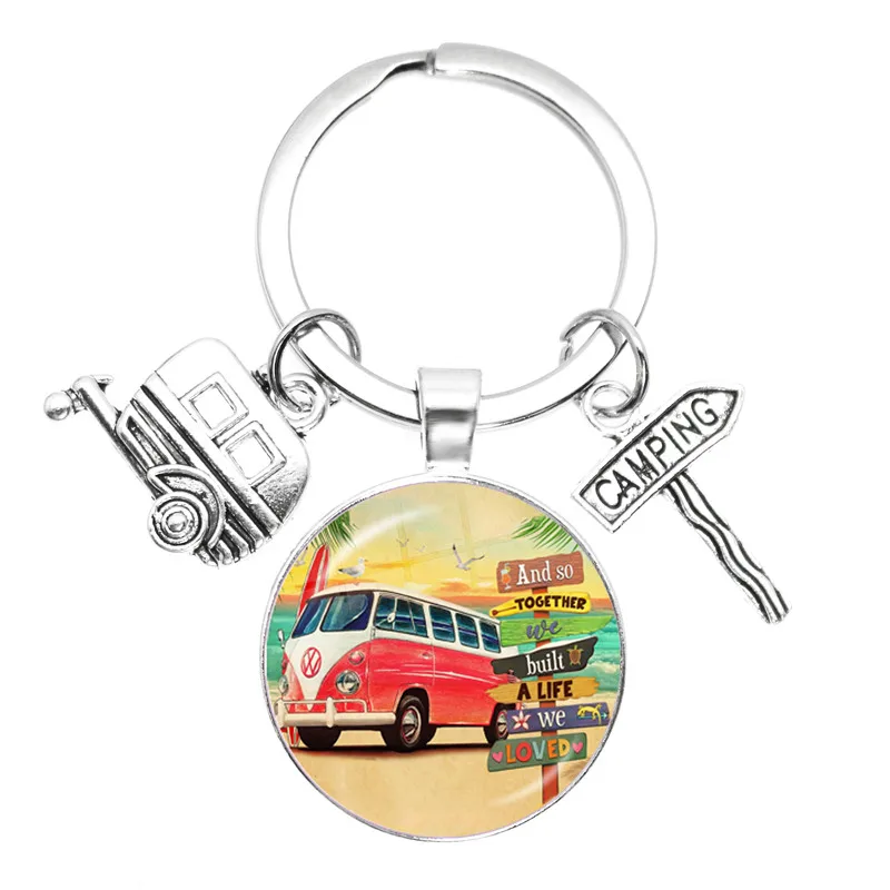 

Новый Модный милый брелок для кемпинга, брелок для ключей с надписью «I Love», брелок для ключей с прицепом, праздничный подарок для путешестви...