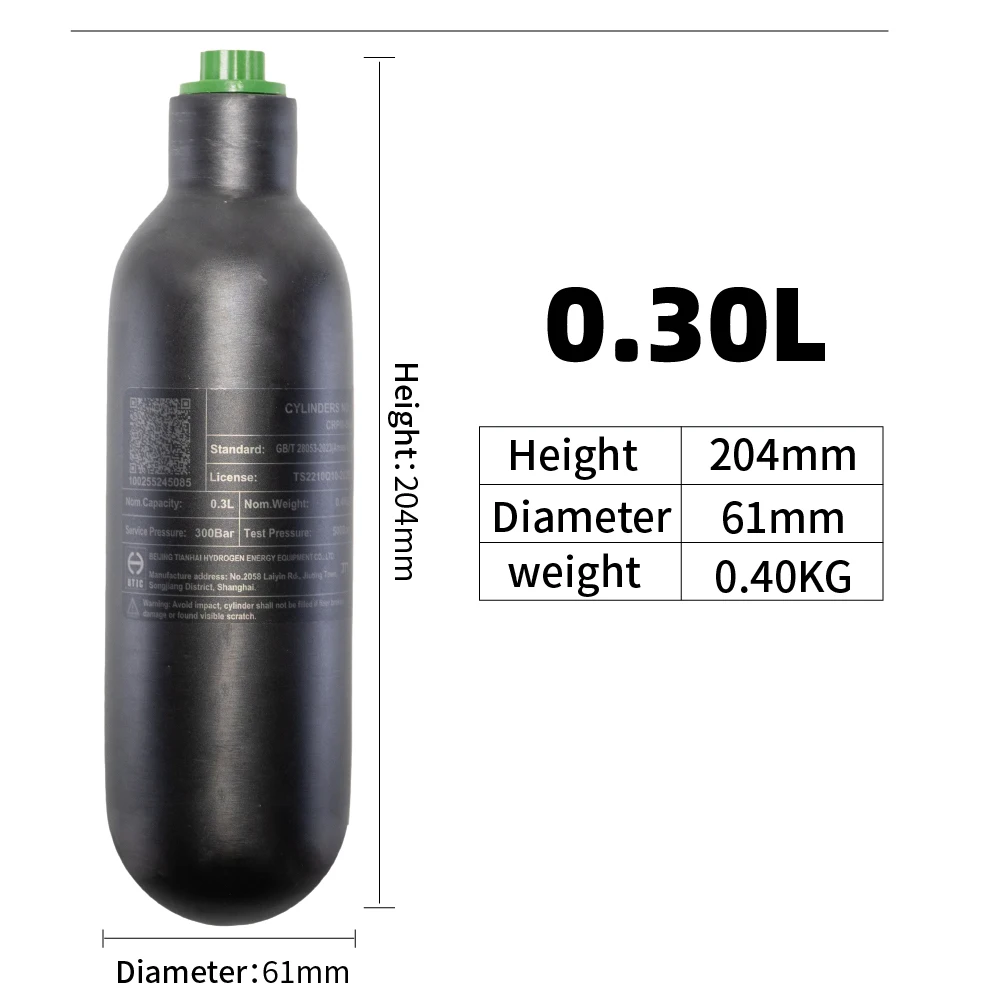 

Цилиндр HPA Tank из углеродного волокна 0.22L/0.3L/0.36L/0.42L/0.5L/0.6L/0.62L M18*1.5