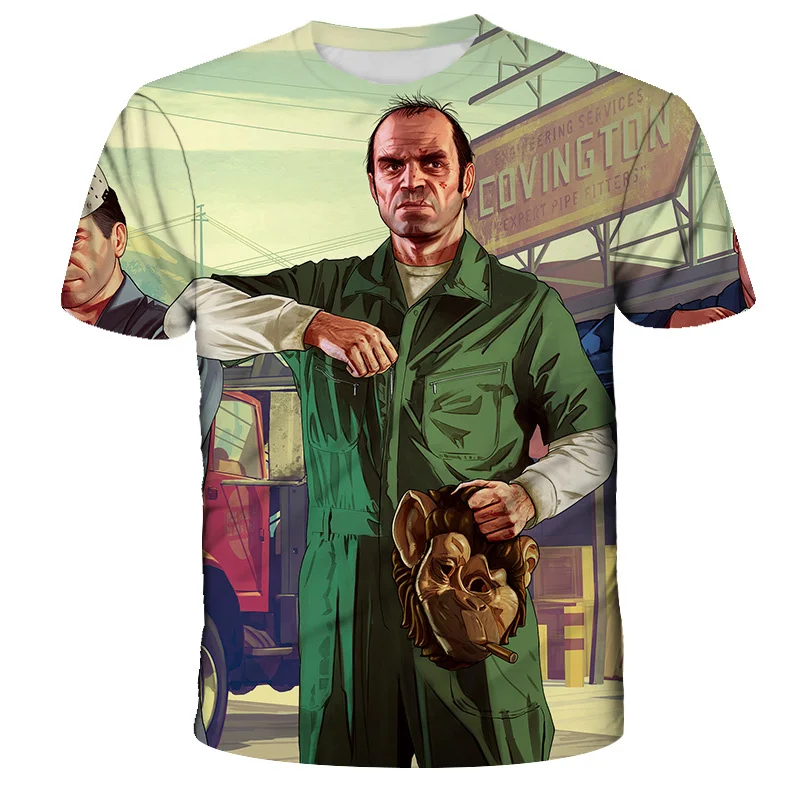Футболка Grand Theft Auto Games GTA 5 для мальчиков летняя мужская футболка с 3D-принтом GTA5