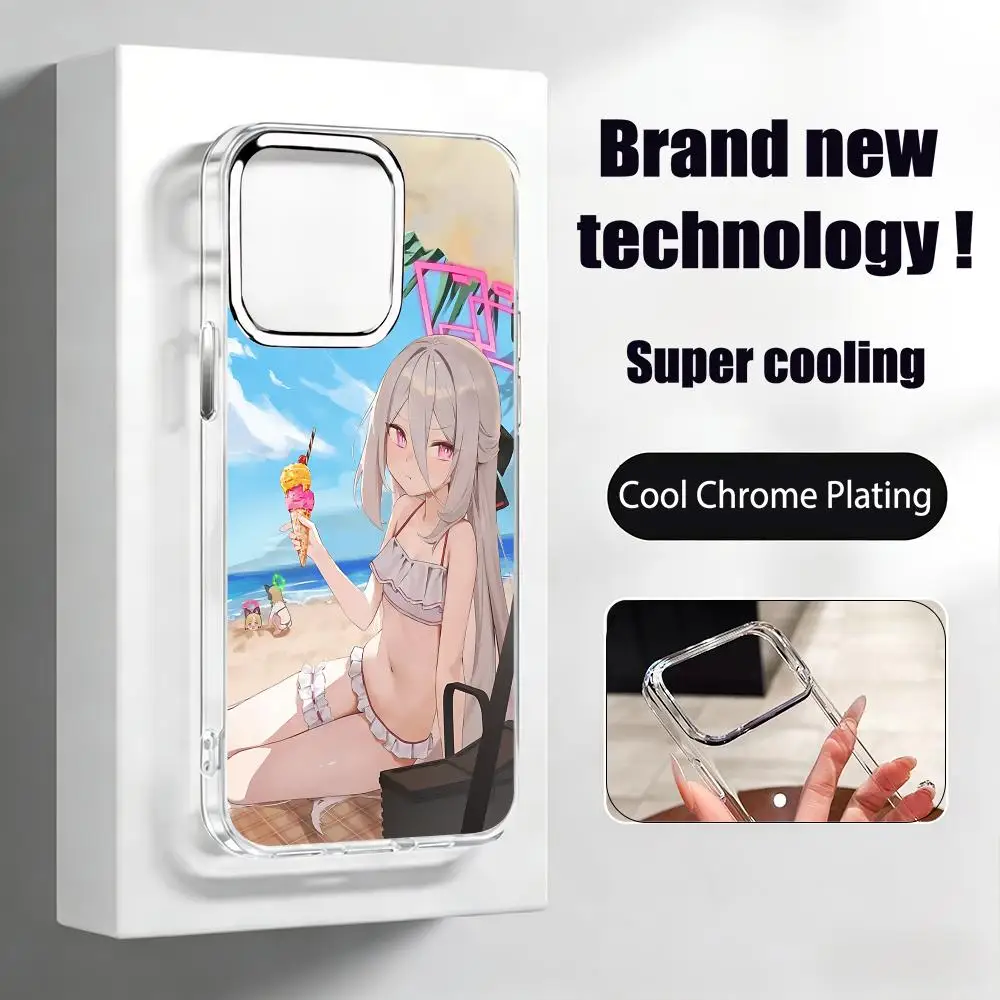 Чехол для телефона Blue Archive kei для iPhone 18 17 16 15 14 13 12 11 Pro Max Plus с хромированными кнопками, кольцом для камеры, прозрачный. (art.: 3920dd196ead8) - 3920dd196ead8