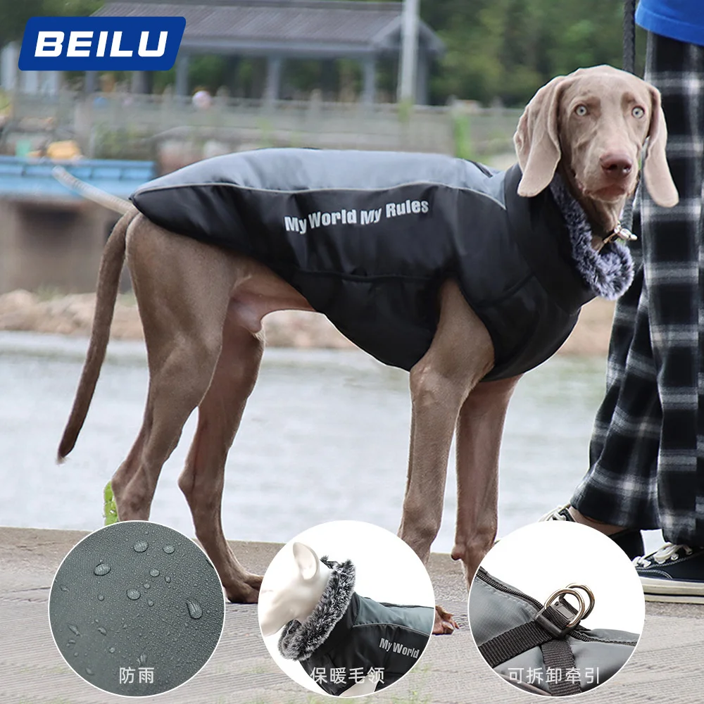 

Large Size Autumn And Winter Pet Dog Clothing Warm Reflective Big Dog Vest XL-6XL Clothing Thickened Dog Cotton Clothes