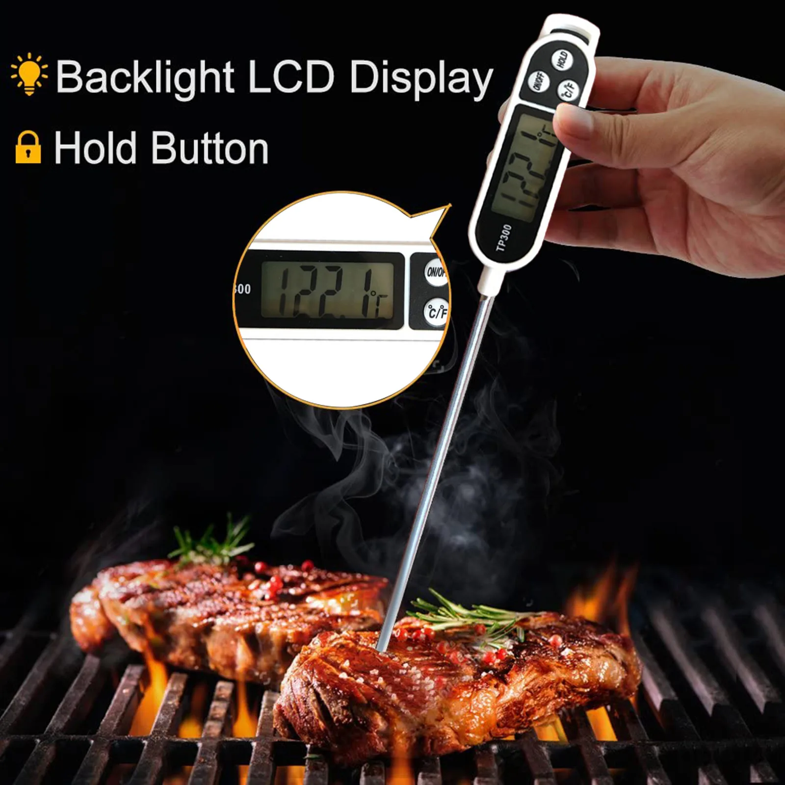 

Digital Meat Thermometer Barbecue Grill Food Thermometer for Milk Water Smoker BBQ Accessories Probe Kitchen Cooking Thermometer