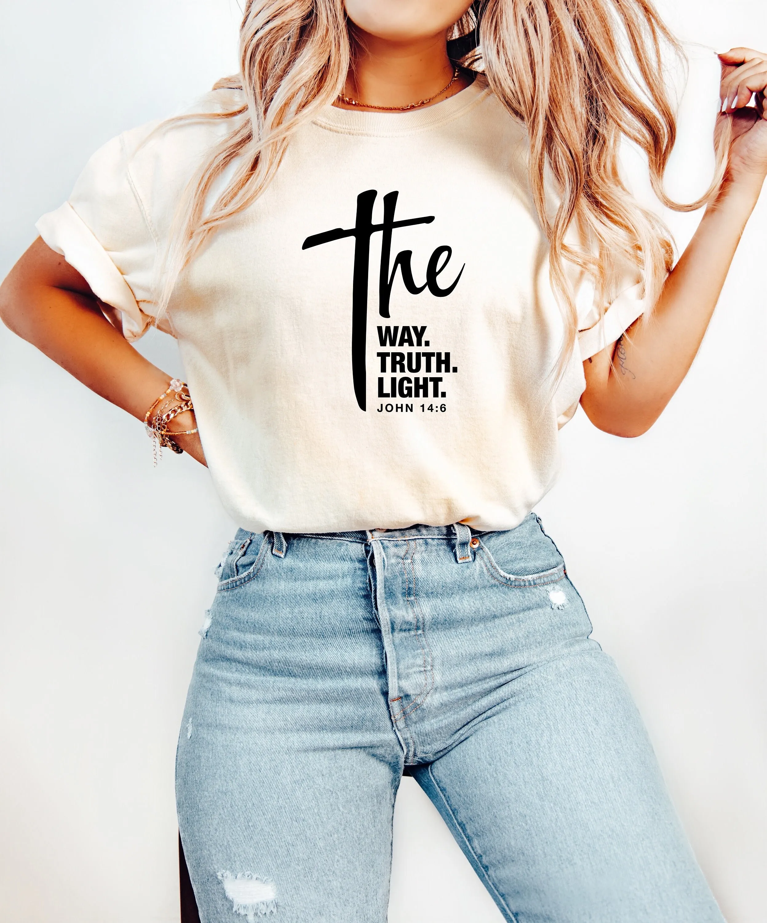 Джон 14 6 футболка The Way Truth Light Comfort Colors вера психическое здоровье христианское