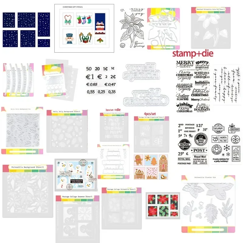 Пряничные почтовые расходы коллаж трафарет и прозрачный штамп для