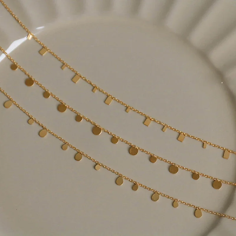 Колье из нержавеющей стали 316L с круглой квадратной кисточкой для женщин