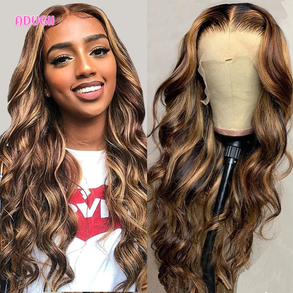 Highlight Wig Brown Lace Front Human Hair Wigs For Women Brazilian Honey Blonde Colored Human Hair Wigs Body Wave Lace Wig