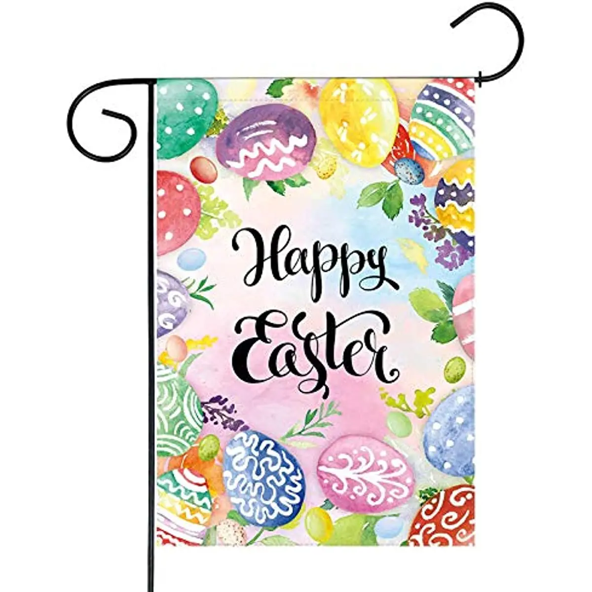 

Colorful Eggs Happy Easter Garden Flag Outdoor Watercolor Spring Floral Yard Flags Farmhouse Decoration Double Sided 12x18 In