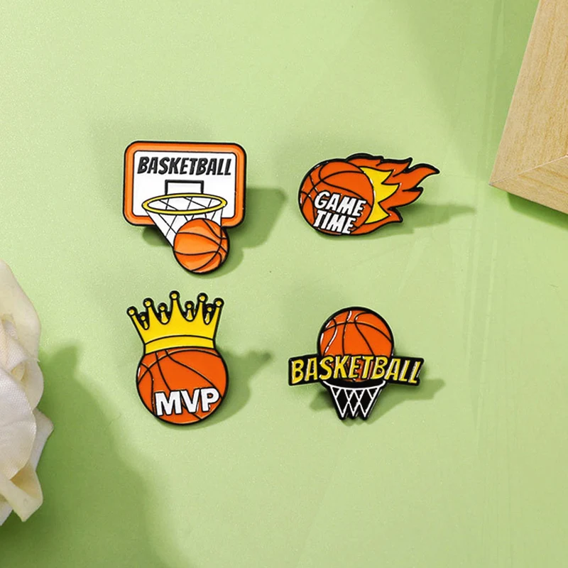 Металлический значок Flame Game Time Mvp Crown в стиле панк для баскетбола