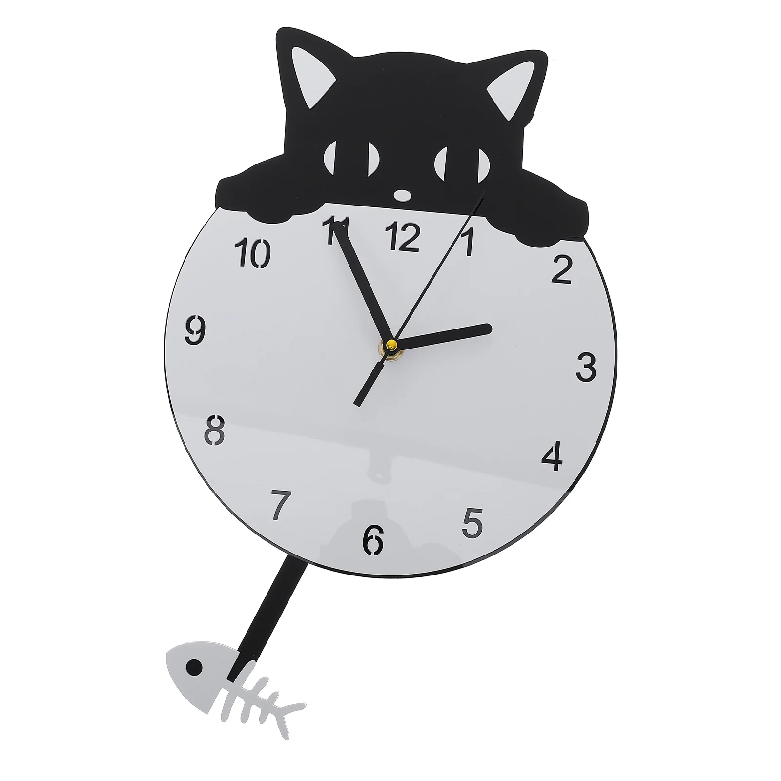 

Wall Clock Mute Adorn Kitten Designed Decorative Acrylic Hanging Kids' Room D¨¦cor Cat