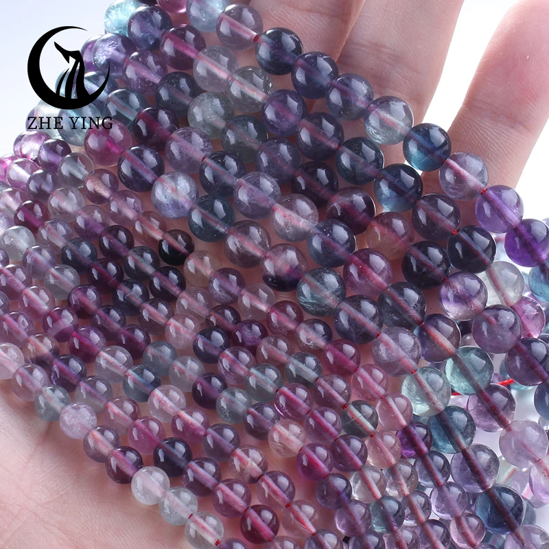 Круглые свободные гладкие бусины из натурального камня радуги флюорита 6/8/10 мм