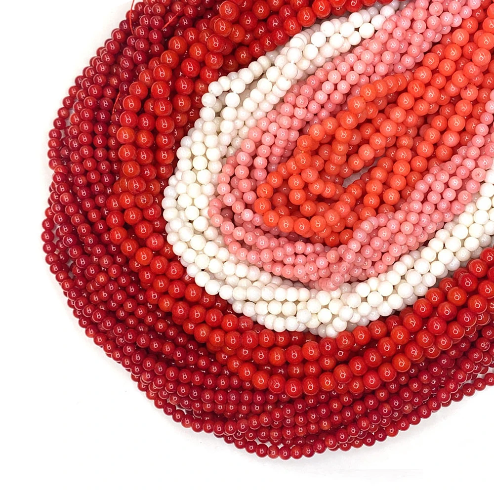 

Natural Sea Bamboo Red Coral Bead Grade A 2-9mm Coral Round Beads for Jewelry Making DIY Necklace Bracelet Earrings Accessories