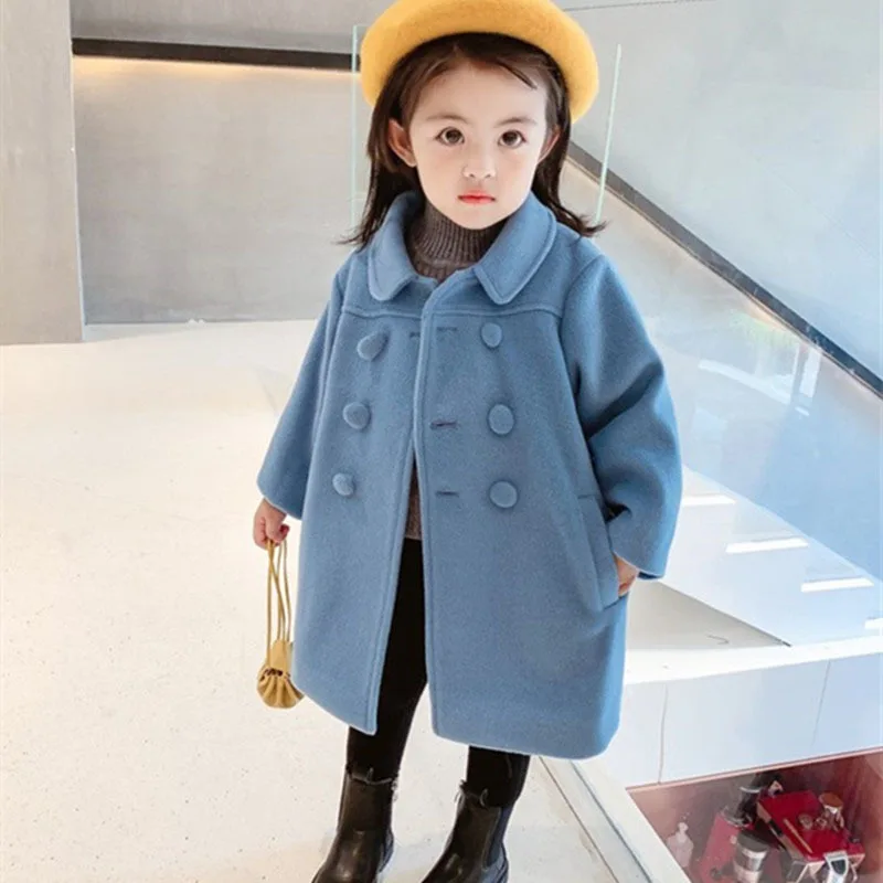 

Laura Kors 2023 New Arrivals Winter Children Long Sleeve Turn-down Collar Apricot Blue Casual Sweater Child Coat Clothes 12M-5T