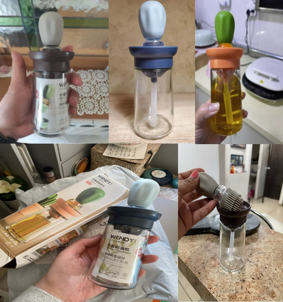 Портативный диспенсер для масла стеклянная бутылка с щеткой выпечки розетка