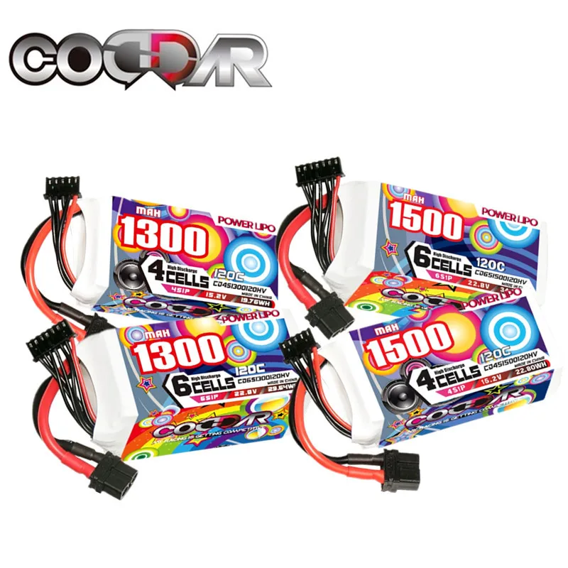 

2/4PCS CODDAR Lipo 6S 22.8V Battery LIHV 4S 15.2V 1300mah 1500mah 120C With XT60 For RC FPV Quadcopter Drone Helicopter Airplane