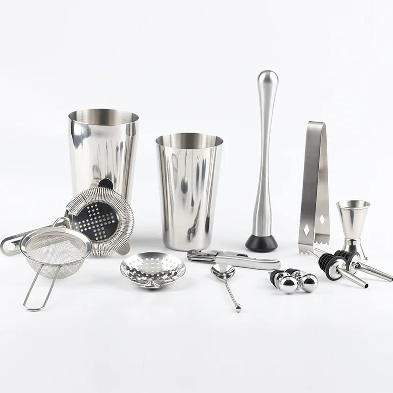 

14-Piece Cocktail Shaker Stainless Steel Cocktail Shaker Set Premium Boston Style Complete Bartender Kit Bartender Accessories