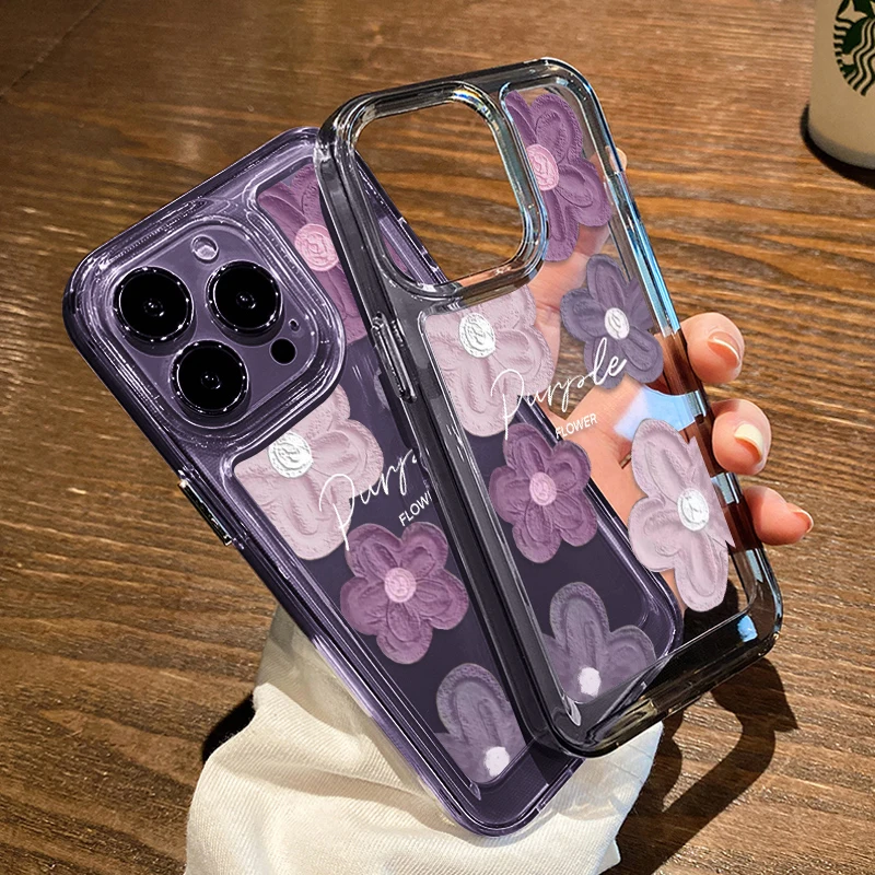 

Fashion Graffiti Flowers Phone Case For iPhone 14 Pro Max 11 12 13 Pro X XR XS Max Clear Shockproof Bumper Hard PC Back Cover