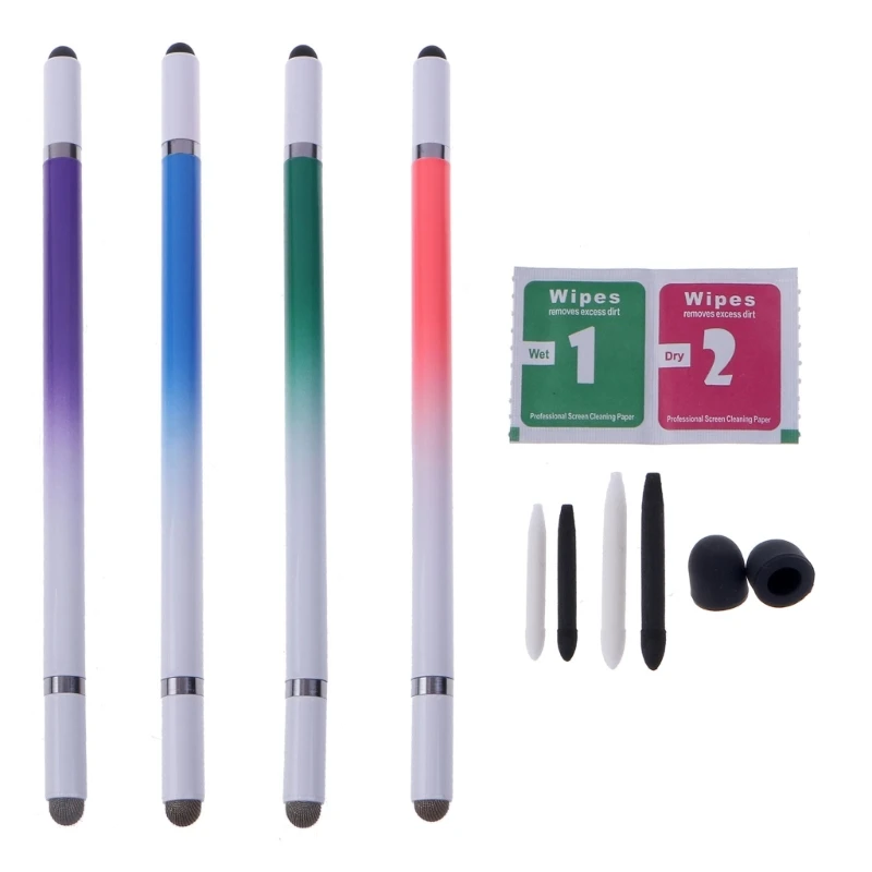 

Universal 4 In 1 Stylus Drawing Tablet Pen Capacitive Touch Screen Pens Disc Cloth Fibre Tips for Phone Smart Tablets