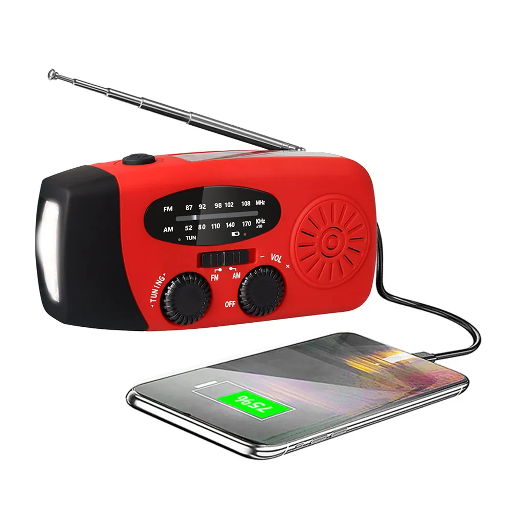 

Protable Hand Radio Solar Radio 2000mAh Multifunctional AM/FM/WB/NOAA Weather Radio With Battery indicator light And Power Bank
