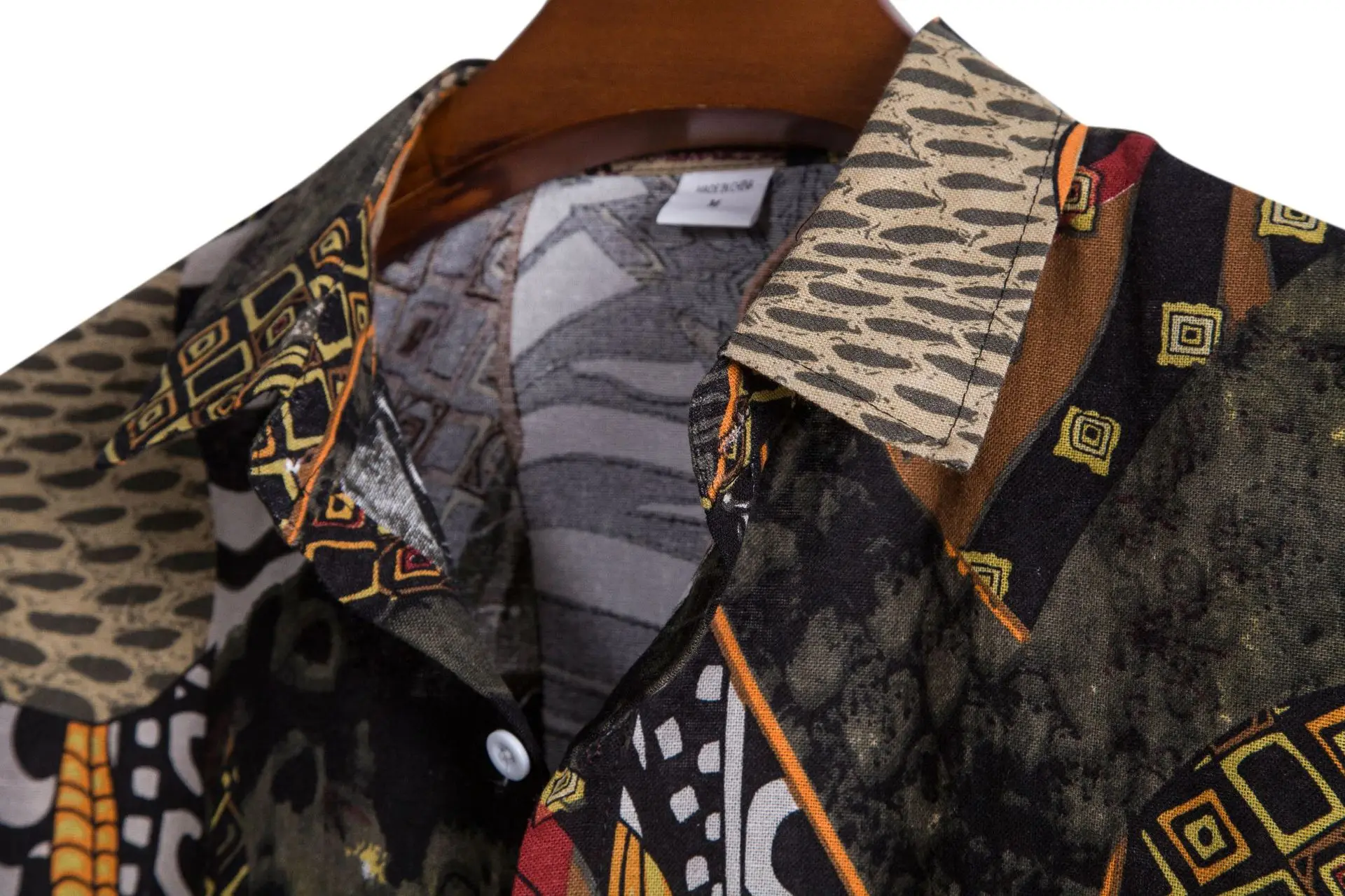 Mens Vintage Shirts Short Sleeve Printing Button Up Lapel Casual Shirts Loose Summer Tops