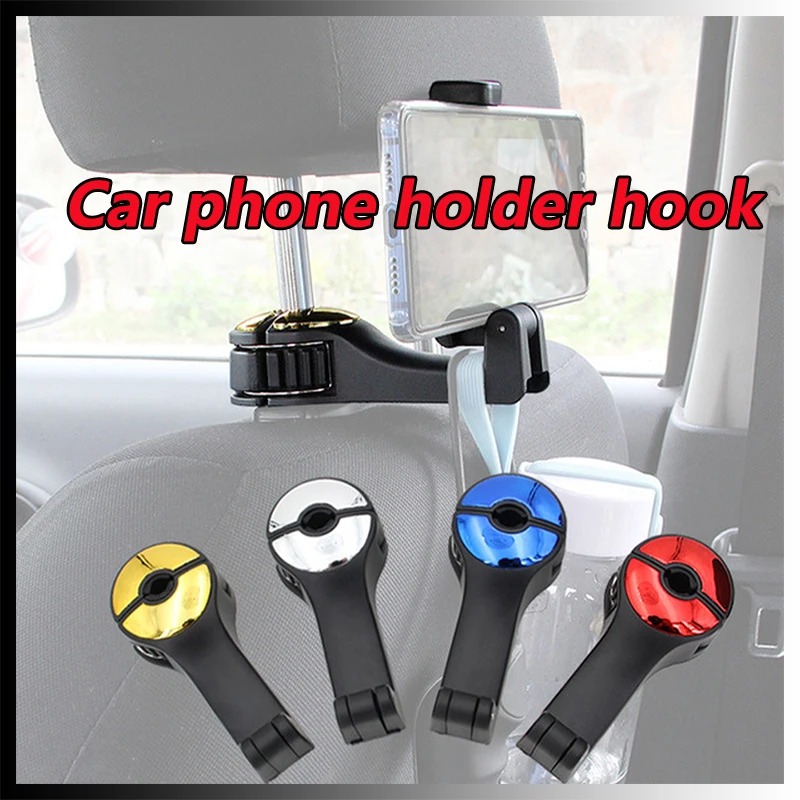 

Universal 2 in1 Car Gadget Car Back Seat Hanger Hook Organizer Car Headrest Hook With Phone Holder For Grocery Handbag Bag Purse