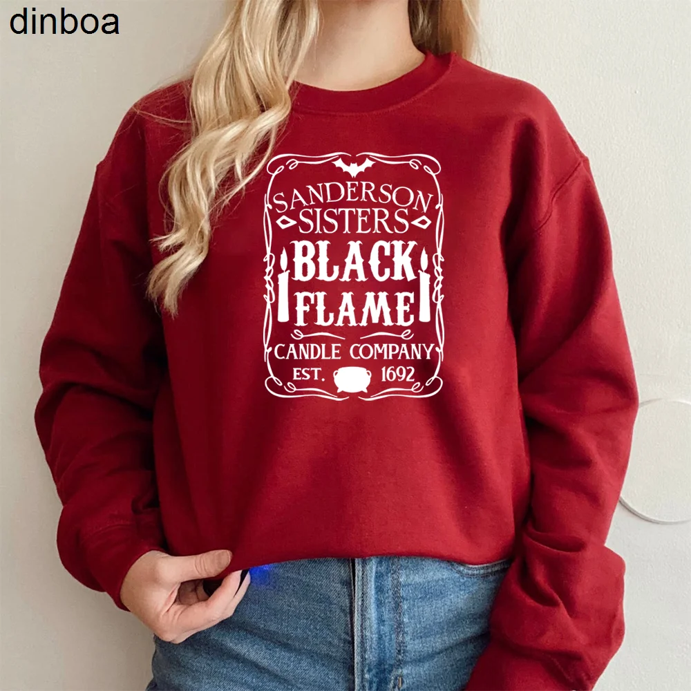

Dinboa-black Flame Candle Sweatshirt Sanderson Witch Museum Sanderson Sisters Hoodie Halloween Y2k Witches Crewneck Sweatshirts