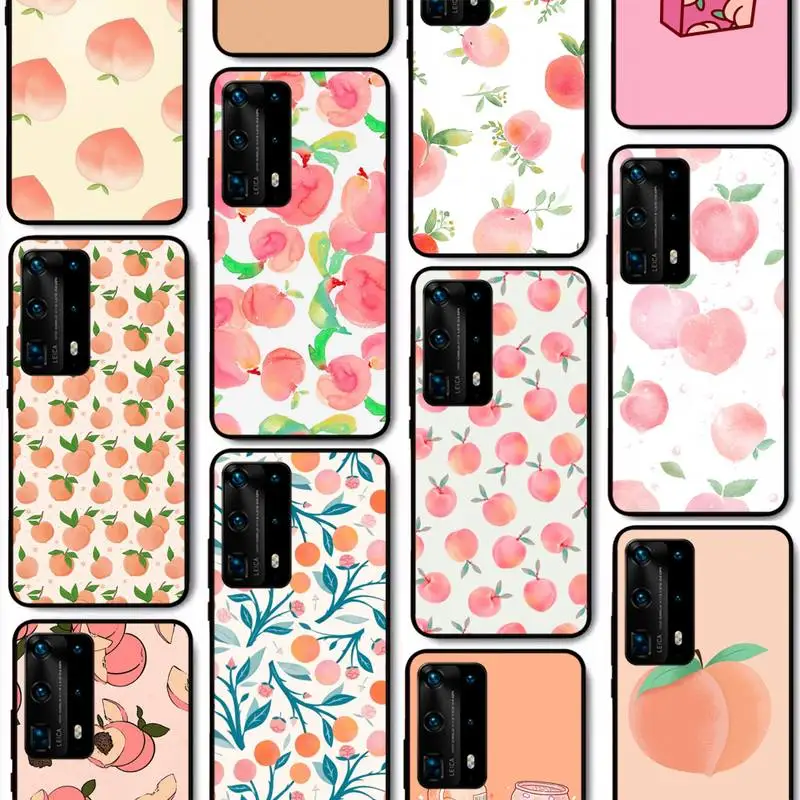 

Fruit Juicy Peach Pink Pattern Phone Case For Huawei P40 P30 P20 Pro P10 Plus P9 P8 Lite P Smart Cover