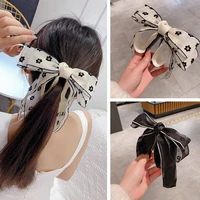 new ribbon bow banana clip cute chiffon flower hair pins barrette women hair accessories fashion solid color elegant hair claw