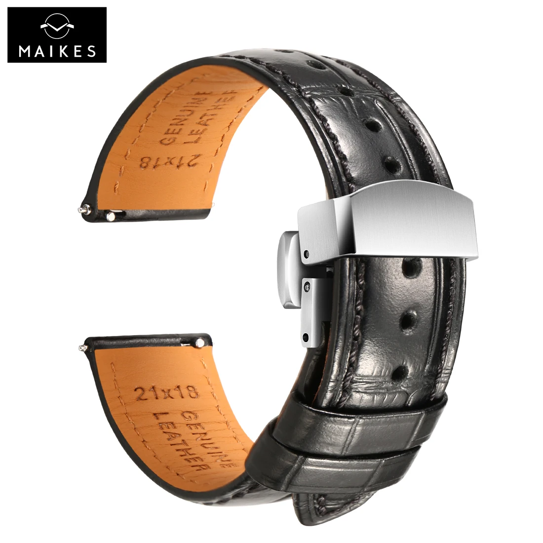 Ремешок MAIKES кожаный для часов, быстросъемный браслет с застежкой-бабочкой для часов Omega IWC chметрический, 20 мм 22 мм