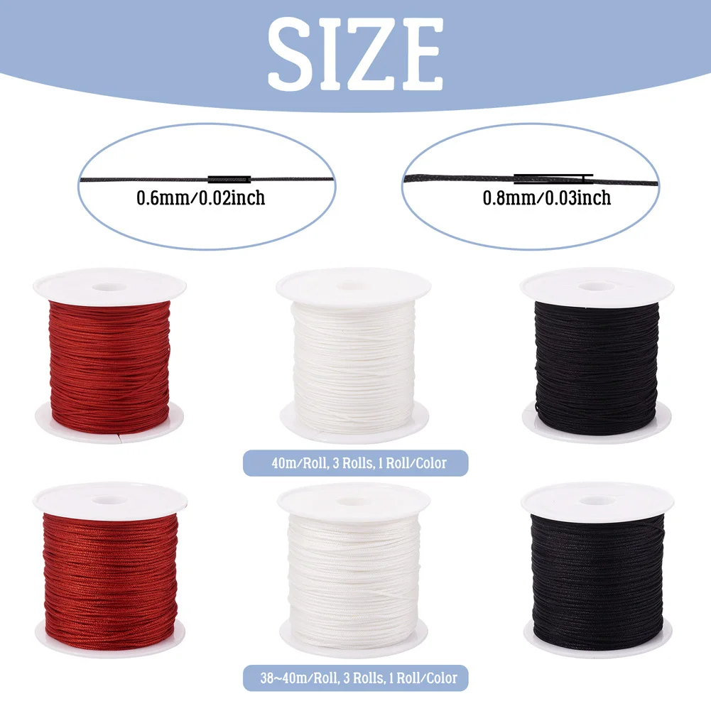 6 рулонов нейлоновый шнур с китайским узлом нить для бисера веревка макраме