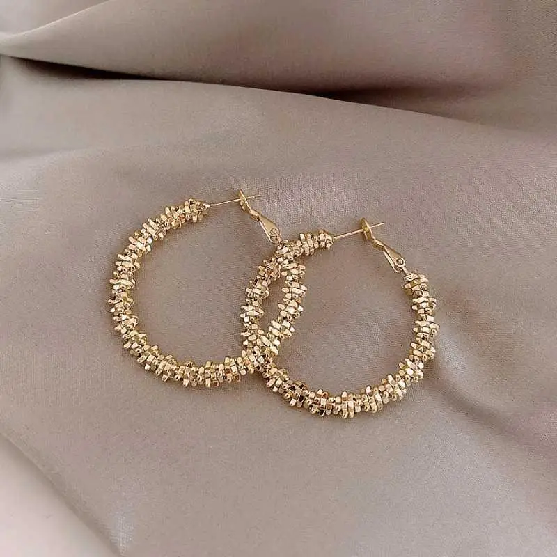 

Big Circle Hoop Earrings For Women Elegant 18K Gold Plated Earrings Fashion Jewelry Wedding Christmas Gift Temperament Accessory