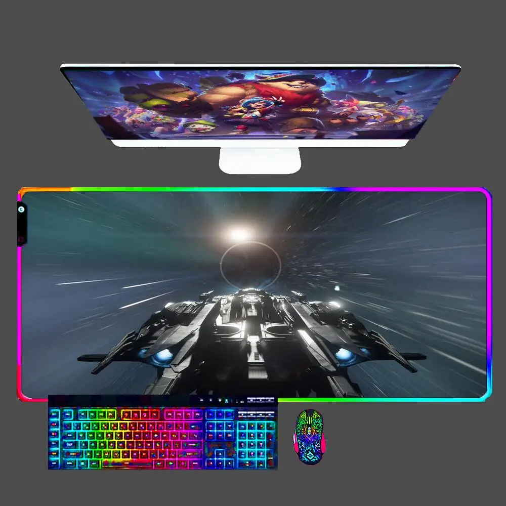 

Star Citizen LED Large Mouse Pad Gamer XXL Keyboard RGB Desk Mouse Mat Carpet Rubber Gaming Notbook Accessories Mousepad 900x400