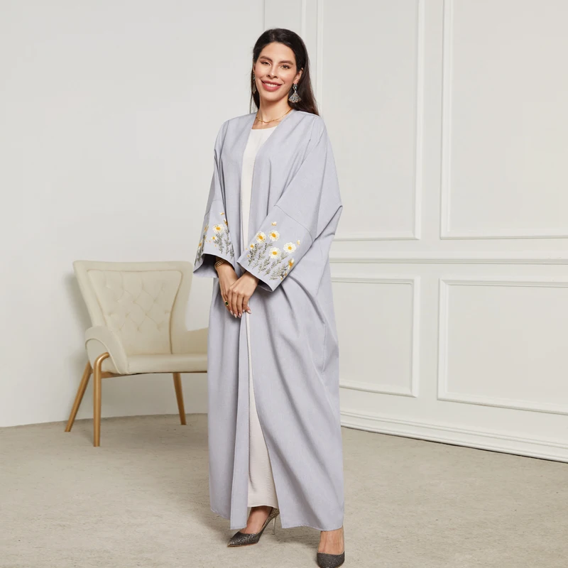 Летнее Элегантное Открытое Кимоно Абая Для Мусульманских Женщин Повседневная