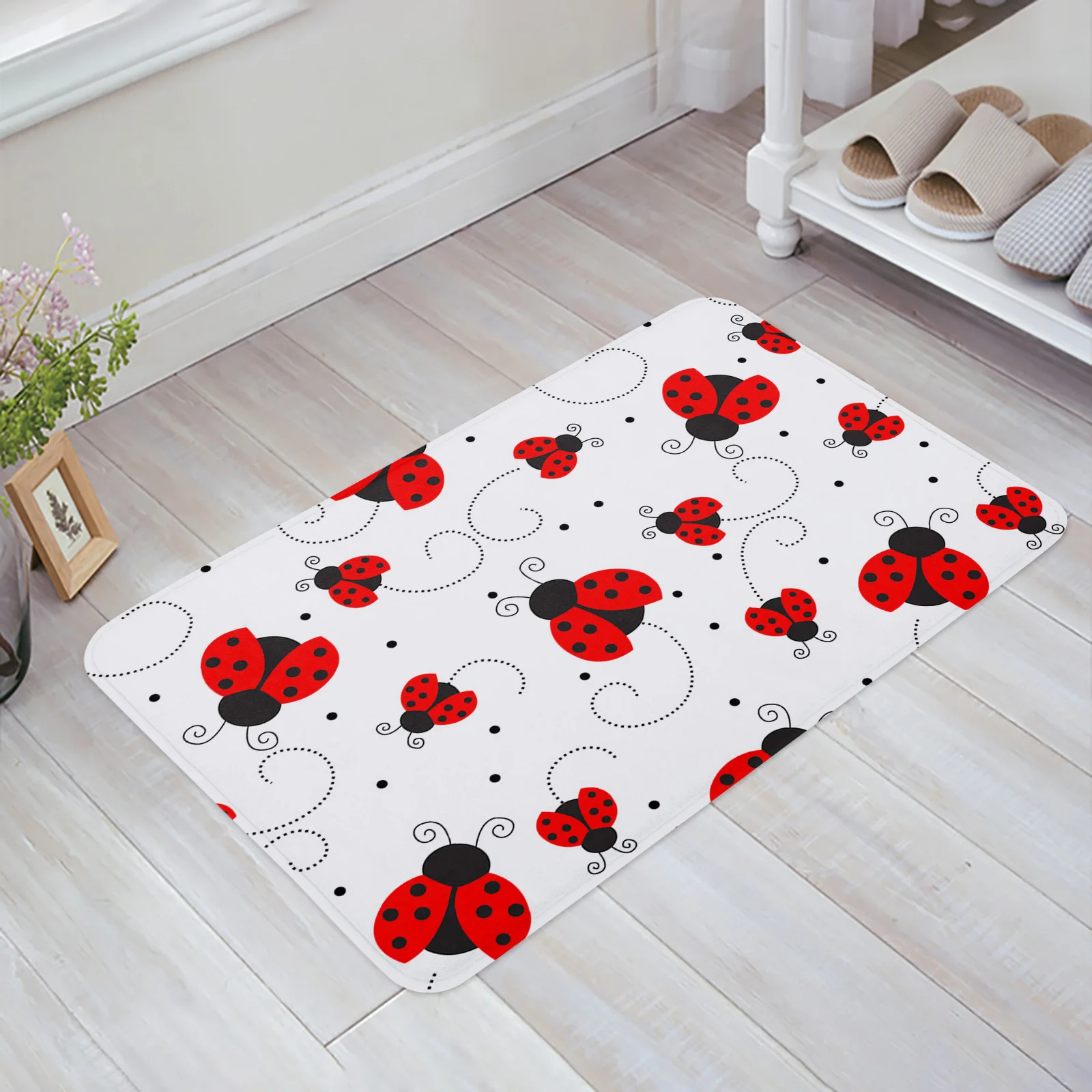 

Коврик с принтом божьей коровки, нескользящий Придверный коврик для кухни, ванной, гостиной, спальни