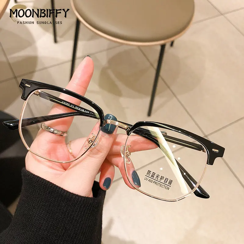 

New Retro Myopic Glasses Men Anti-blue Light Eyewear Radiation Literary Temperament Frame Casual Business Plain Glasses 2023
