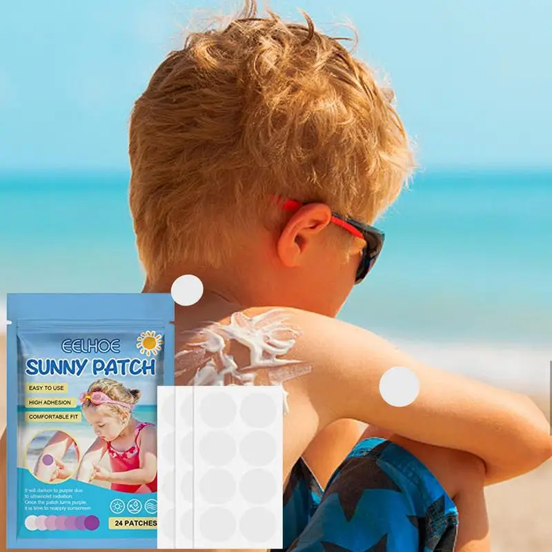 

24Pcs Baby UV Sunscreen Sticker Dots Waterproof UV Detecting Sunblock Face Sticker For Beach Picnic Backyard Sunburn Alert