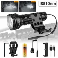 uniquefire hunting light 1903 zoomable ir 810nm led flashlight with rat tailchargerbracket 3 modes adjustable for outdoor