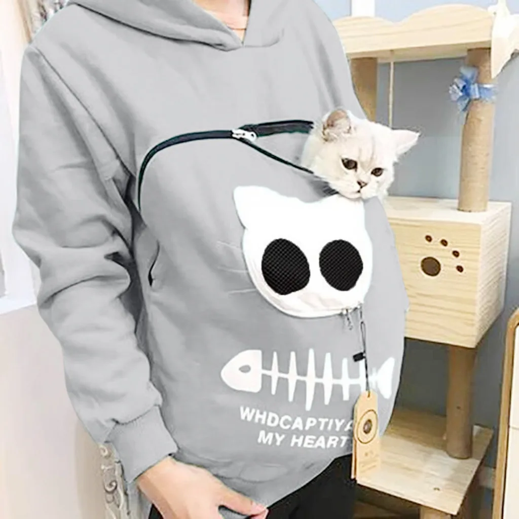 

Cat Lovers Hoodie Kangaroo Dog Pet Paw Pullovers Women’s Sweatshirt Animal Pouch Hood Tops Carry Cat Breathable Pullover