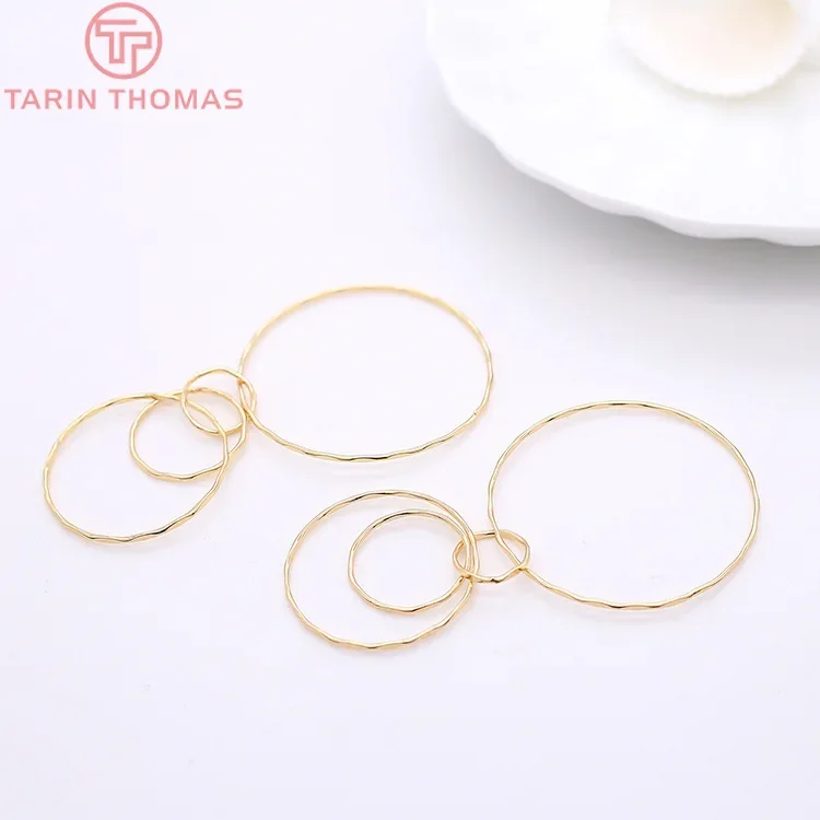 (2126) 4 шт. 35x70 мм 24-каратного золота латунные круглые серьги подвески высокое