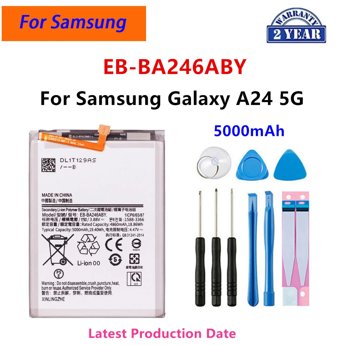 Фото Новая аккумуляторная батарея повышенной емкости EB-BA546ABY EB-BA156ABY EB-BA246ABY для Samsung Galaxy A54 A34 5G A24 A51 A42 A32 A25 A13 A15 №5