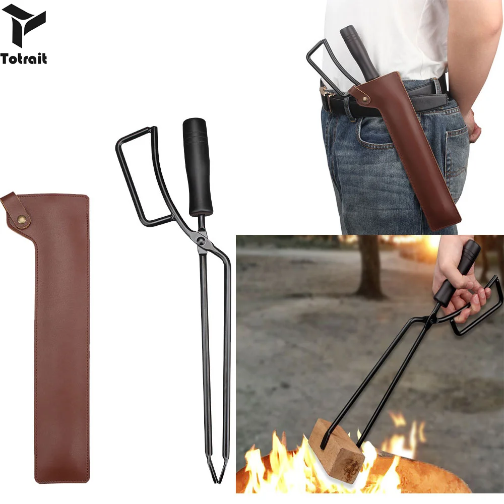 

TOtrait Portable BBQ Charcoal Tongs with PU Leather Protective Case Barbecue Tools Pliers Grilled Food Clip