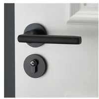 Black Space Aluminum Door Handle Interior / Bedroom Door Lock Split Silent Door Lock ,Door Hardware