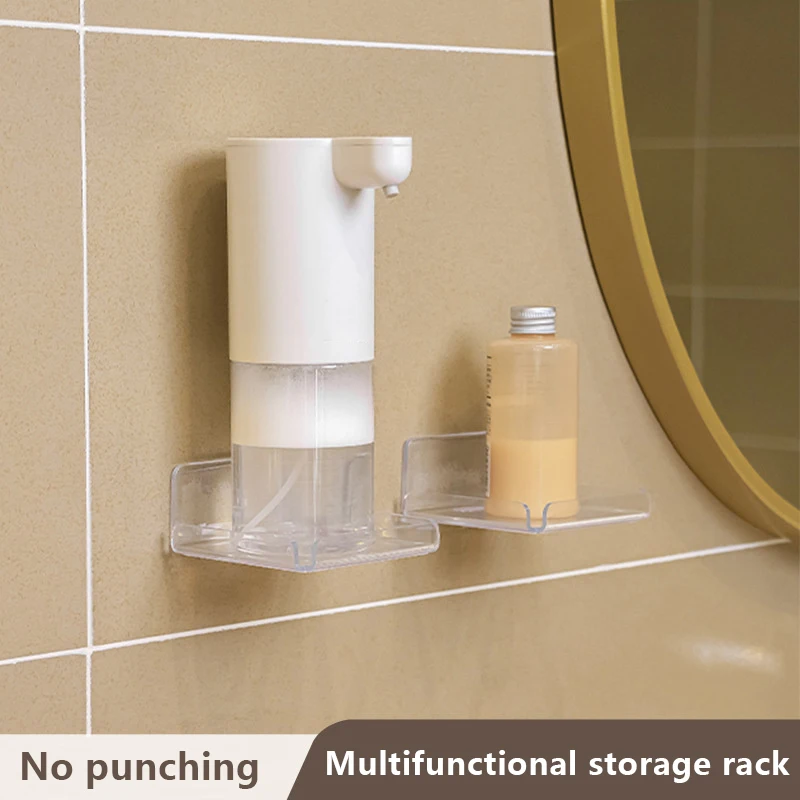 

Hand Sanitizer Storage Rack Wall Mount No Punching Mini Monitoring Storage Rack Bathroom Accessories Transparent Plastic