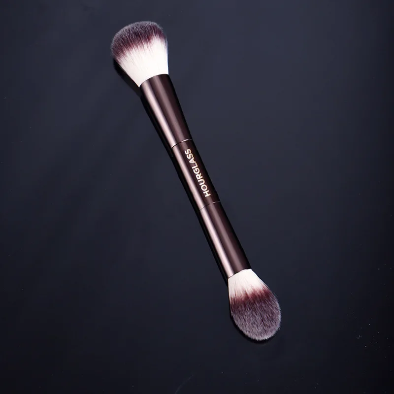 Hourglass Ambient Double Ended Makeup Brush Sculpting Powder Highlighter Blush Bronzer Metal Handle Brush Beauty Cosmetics Tools