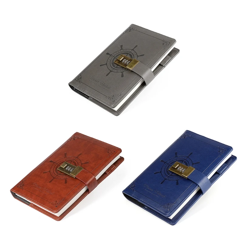 

Retro Business Notebook Notepad Notebook B6 with Password Lock Clip Pen Holder