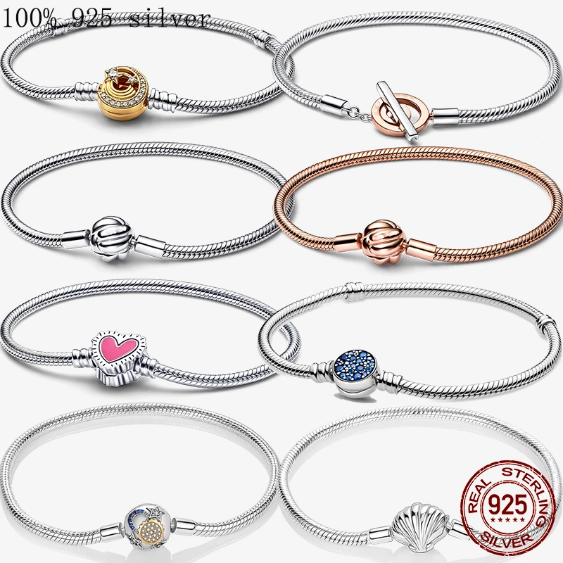 

Charms 925 Sterling Silver Bracelet Minimalism Mesh Reflexion Bracelet Infinity Snake Chain Bracelets For Women Jewelry Gift